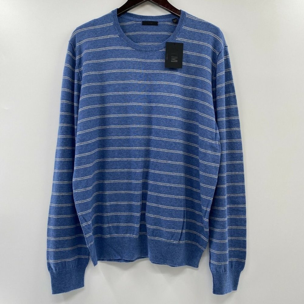 ATM Anthony Thomas Melillo Mens Double Stripe Crew Neck Sweater Harbour Blue XXL